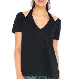 Terez Black Distressed Shoulder Shirt